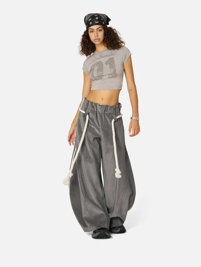 Weekday Outdoor Baggy Drawstring Parachute Maxi Pants - Grey