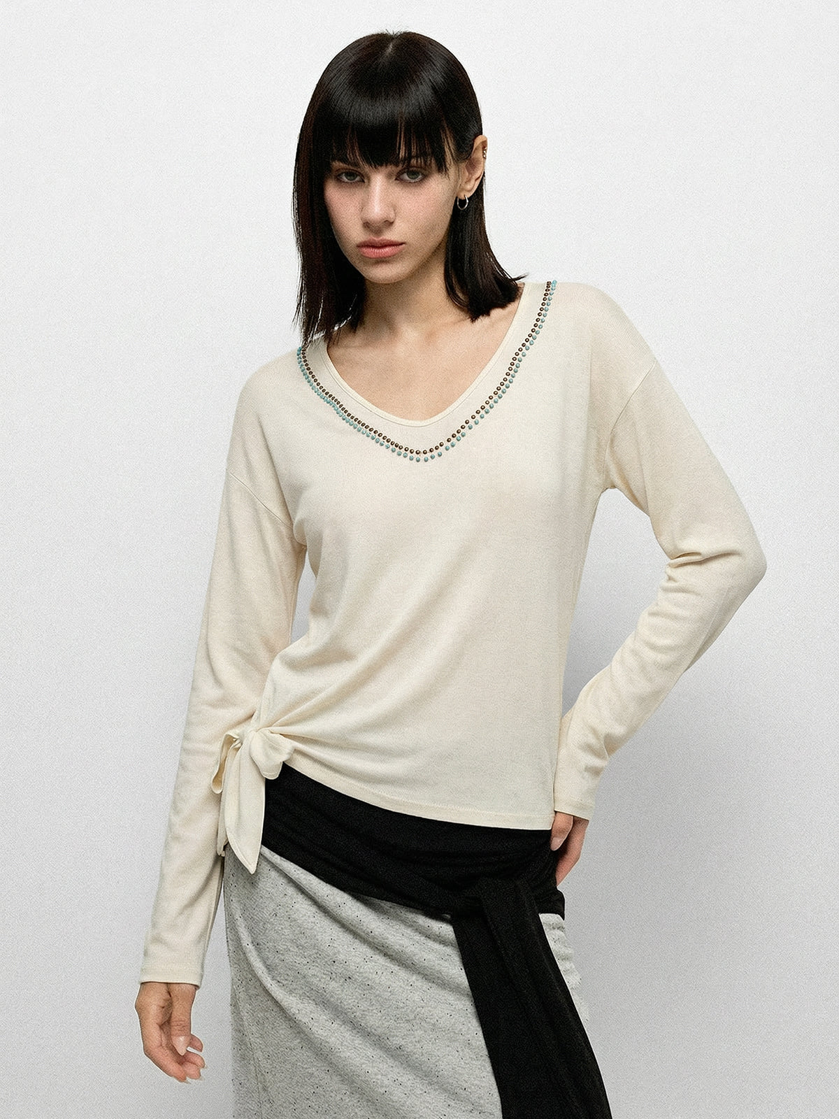 Open Secret Rhinestone Top – Vanilla Cream