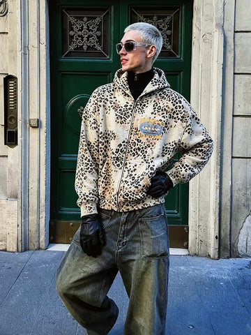 American Club Baggy Vintage Patterned Button-up Jacket - Grey