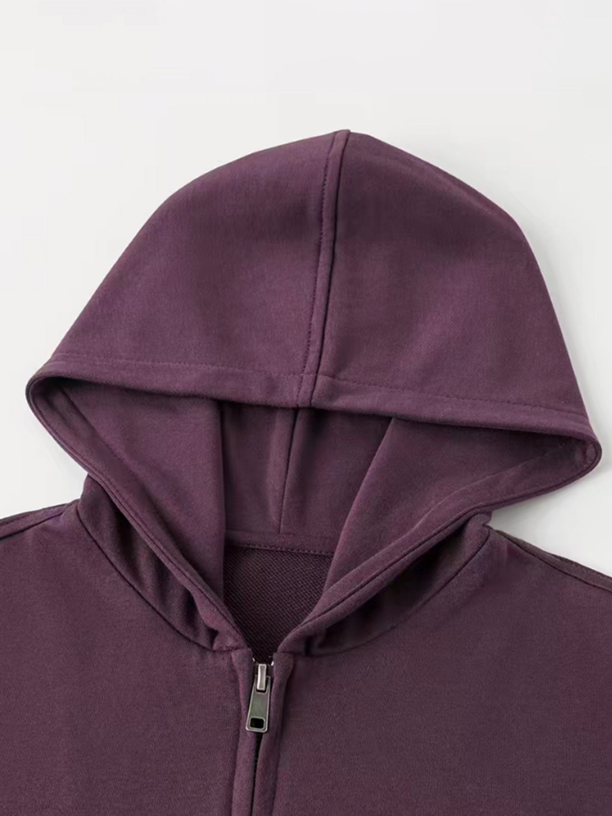 Co-ed Dorm Baggy Short Sleeve Pullover Fleece Hoodie - Purple