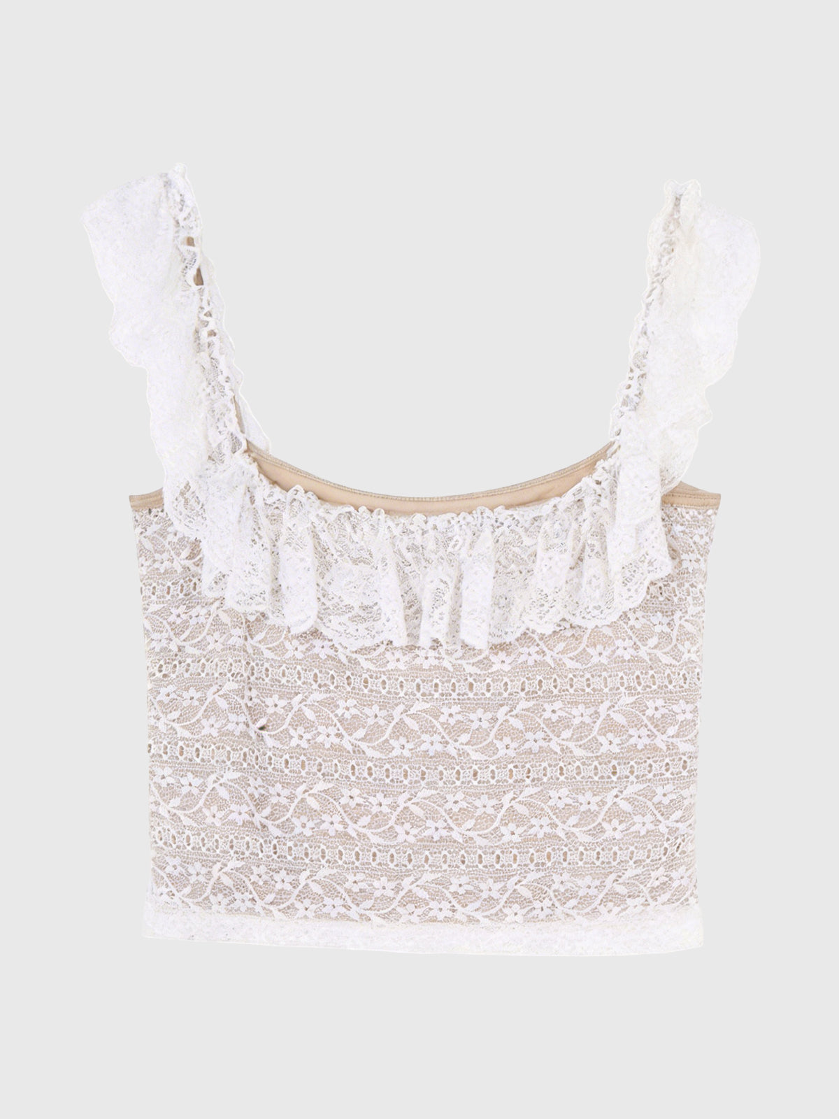 Petal Lace Cami Top - Pearl White