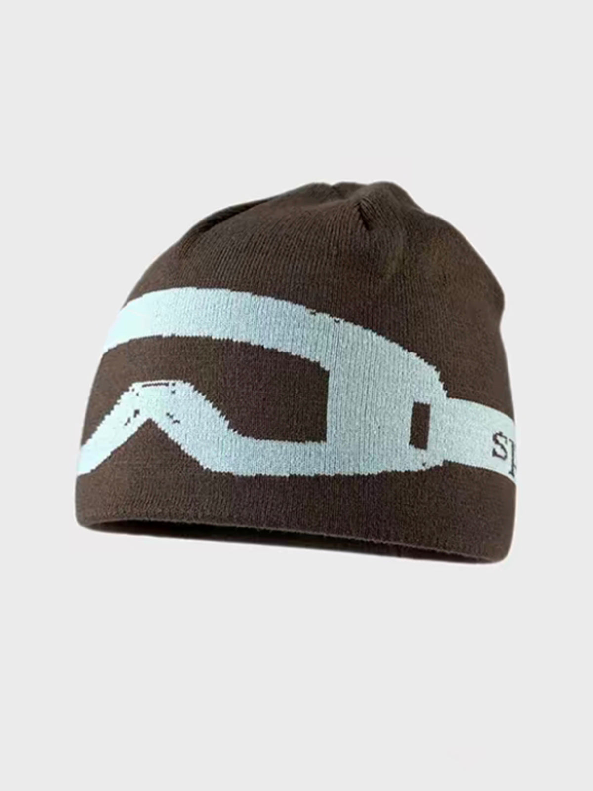 Weekday Outdoor Casual Goggle Detail Knit Beanie - Brown
