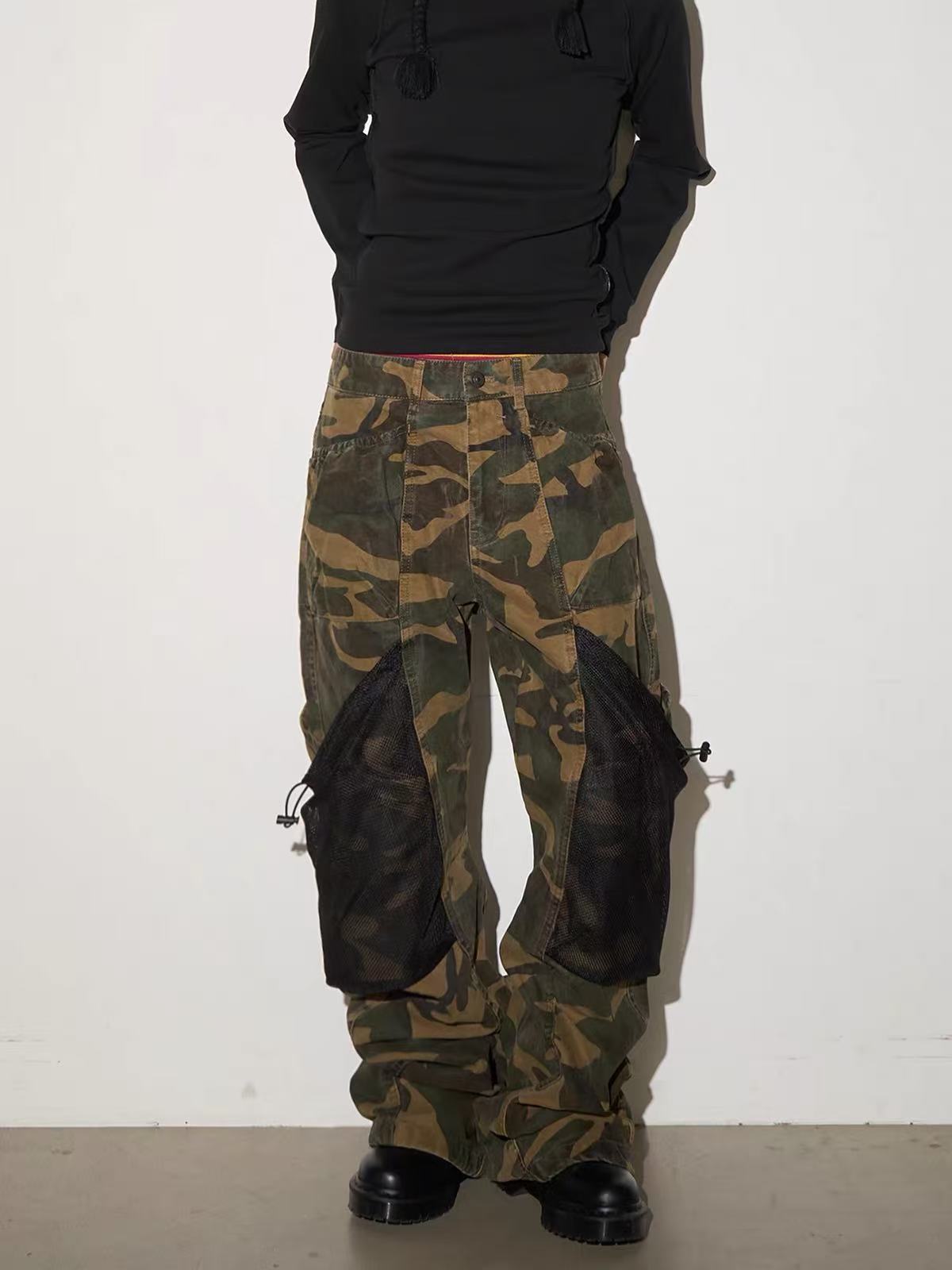 Weekday Outdoor Washed Camo Straight-Leg Utility Maxi Pants - Brown