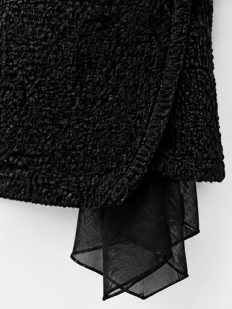Brick Lane Textured Asymmetric Hem Knit Tank Top - Black