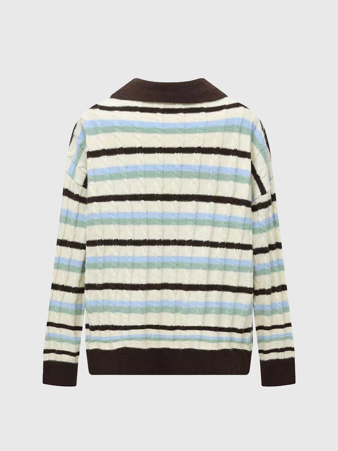 Blueberry Toast V-Neck Sweater – Cream Stripe