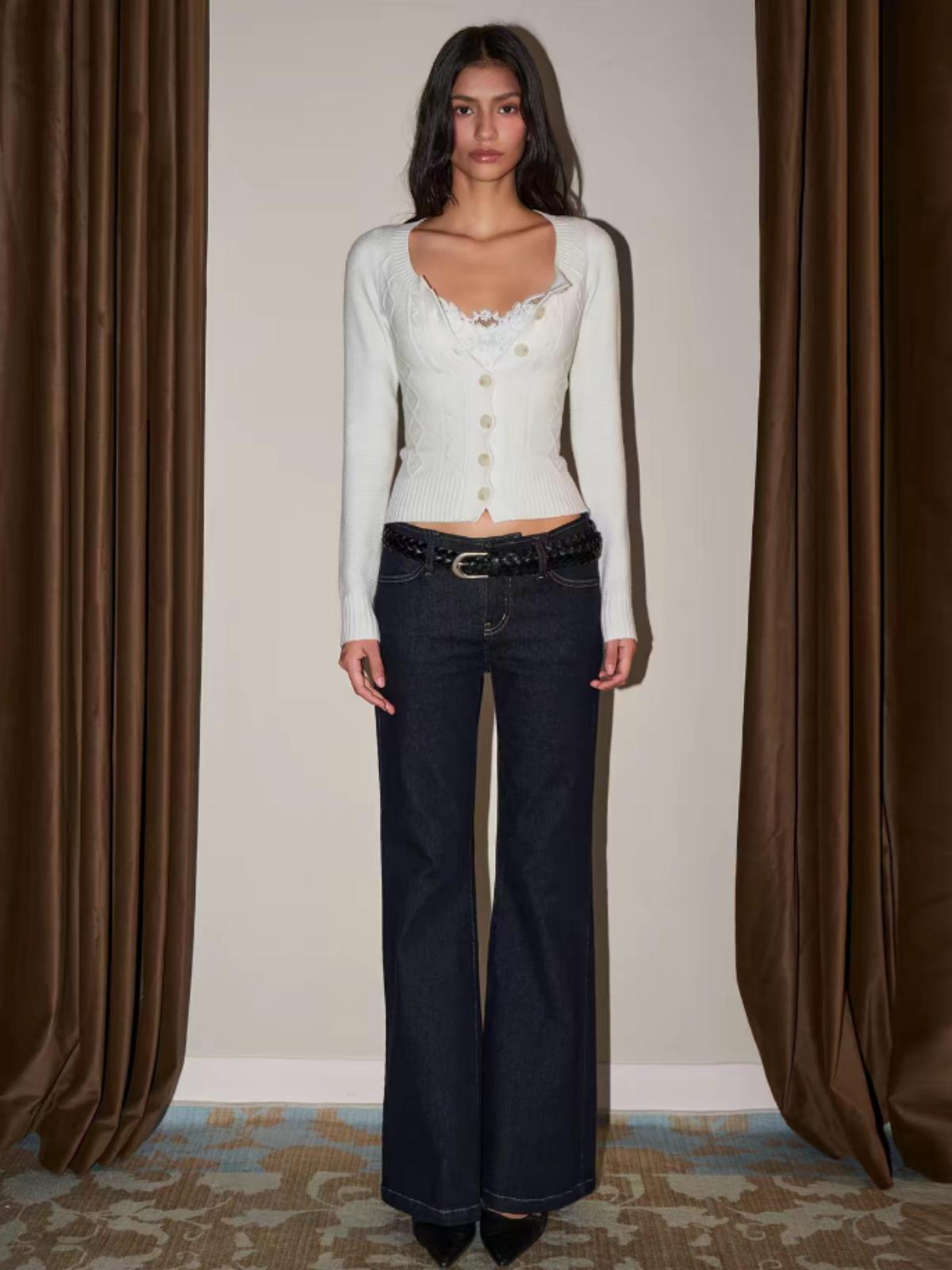 Brick Lane Skimming Boat Neck Long Sleeve Knit Sweater - Light Blue