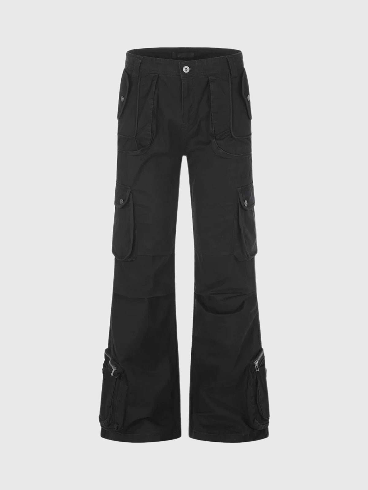 Co-ed Dorm Wide-leg Lace-Up Cargo Pants - Black