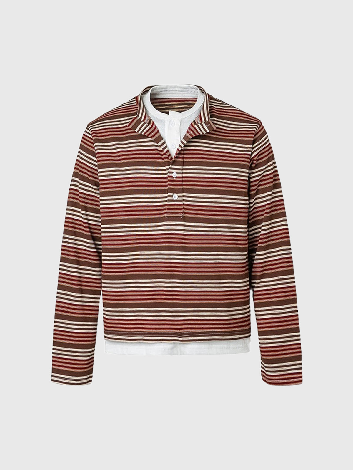 Co-ed Dorm Layered-Look Striped Sweatshirt - Red