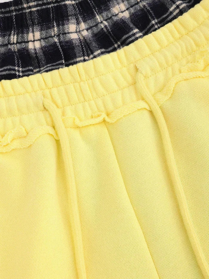 American Club Baggy Side-Stripe Track Maxi Pants - Yellow