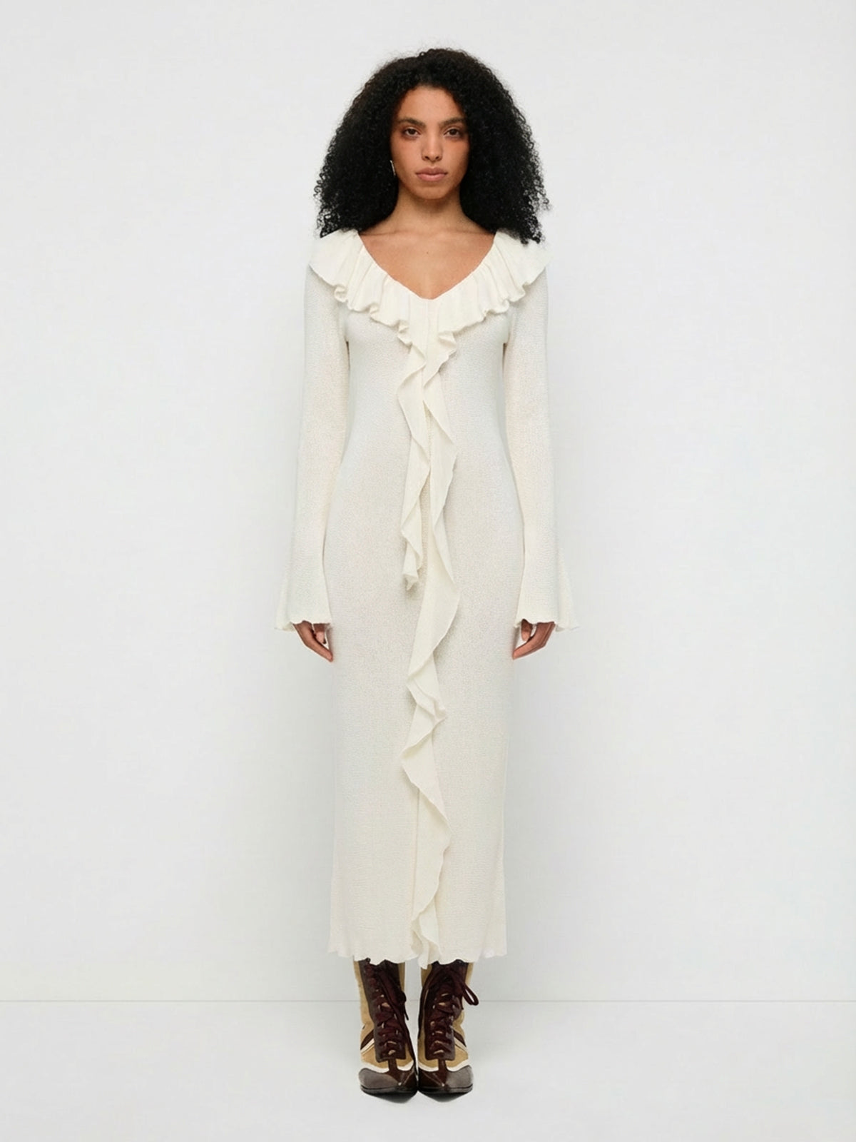 Slow Grip Drape Maxi Dress – Pearl Ivory