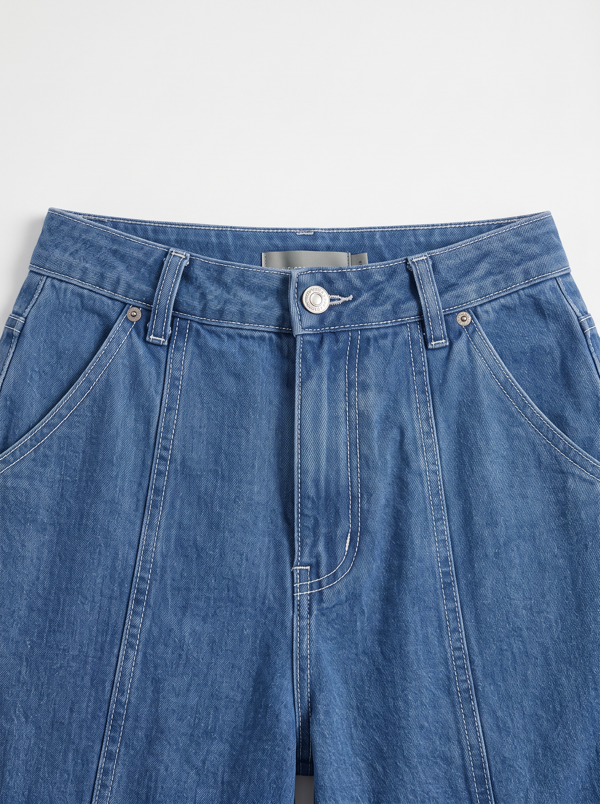 Co-ed Dorm Wide-leg Utility Denim Cargo Pants - Blue