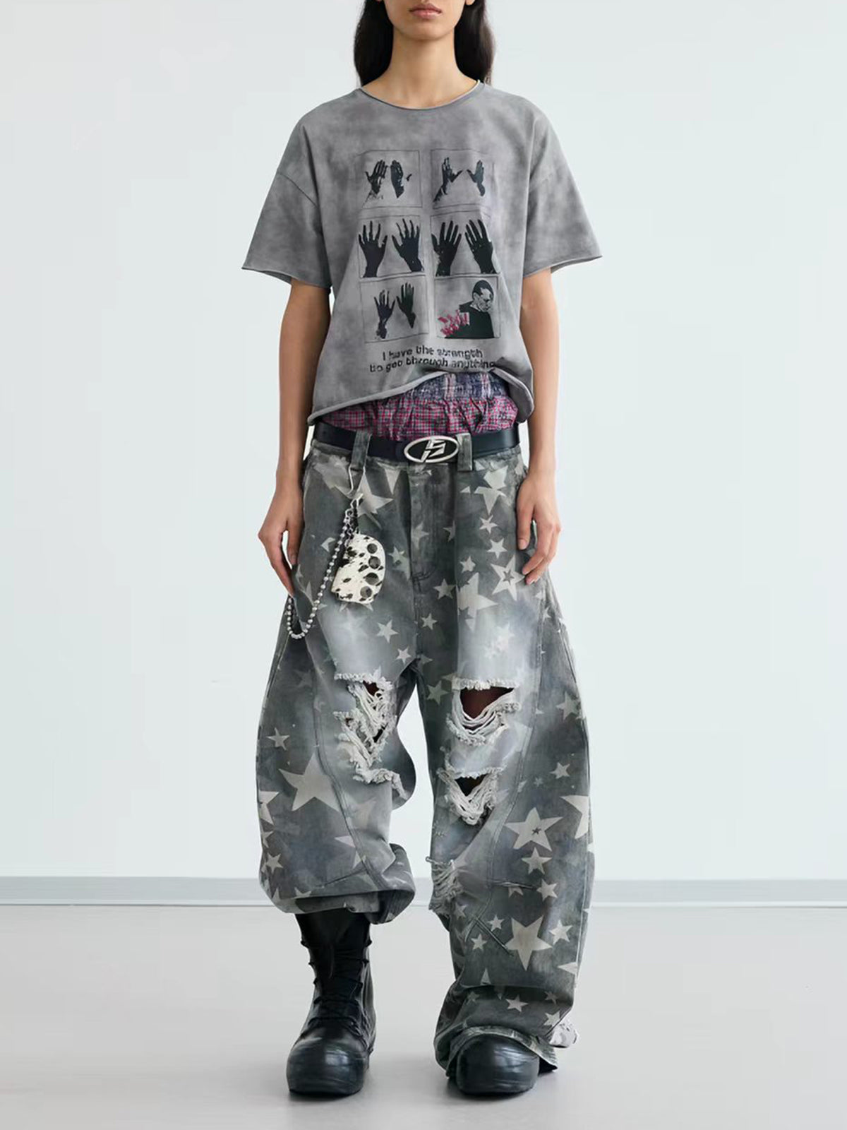Brick Lane Wide-leg Distressed Washed Ripped Denim Maxi Pants - Blue