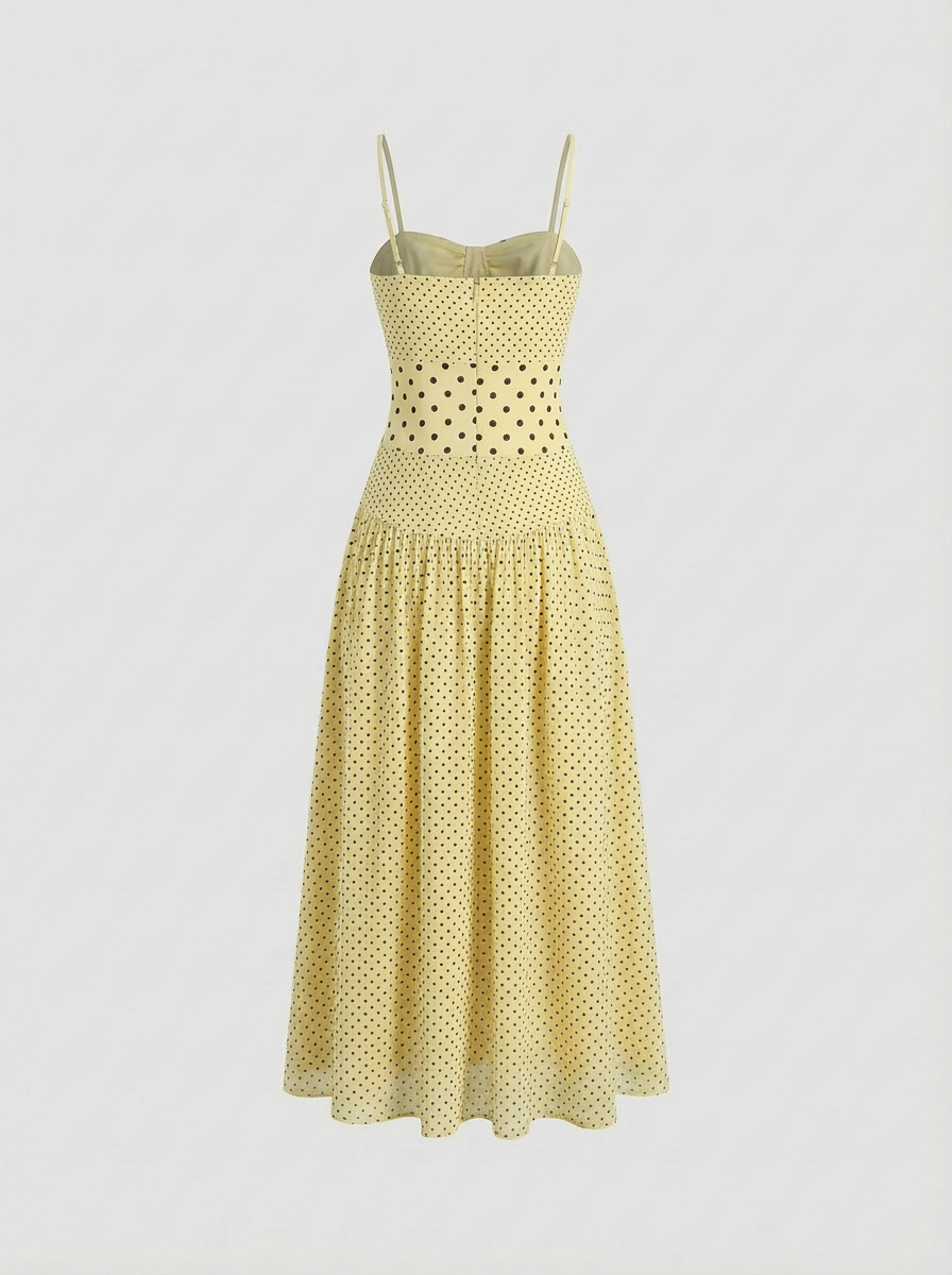 Summer Dot Waist Dress - Lemon Yellow