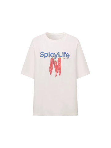 Snack Time Signal Tee – White Chili