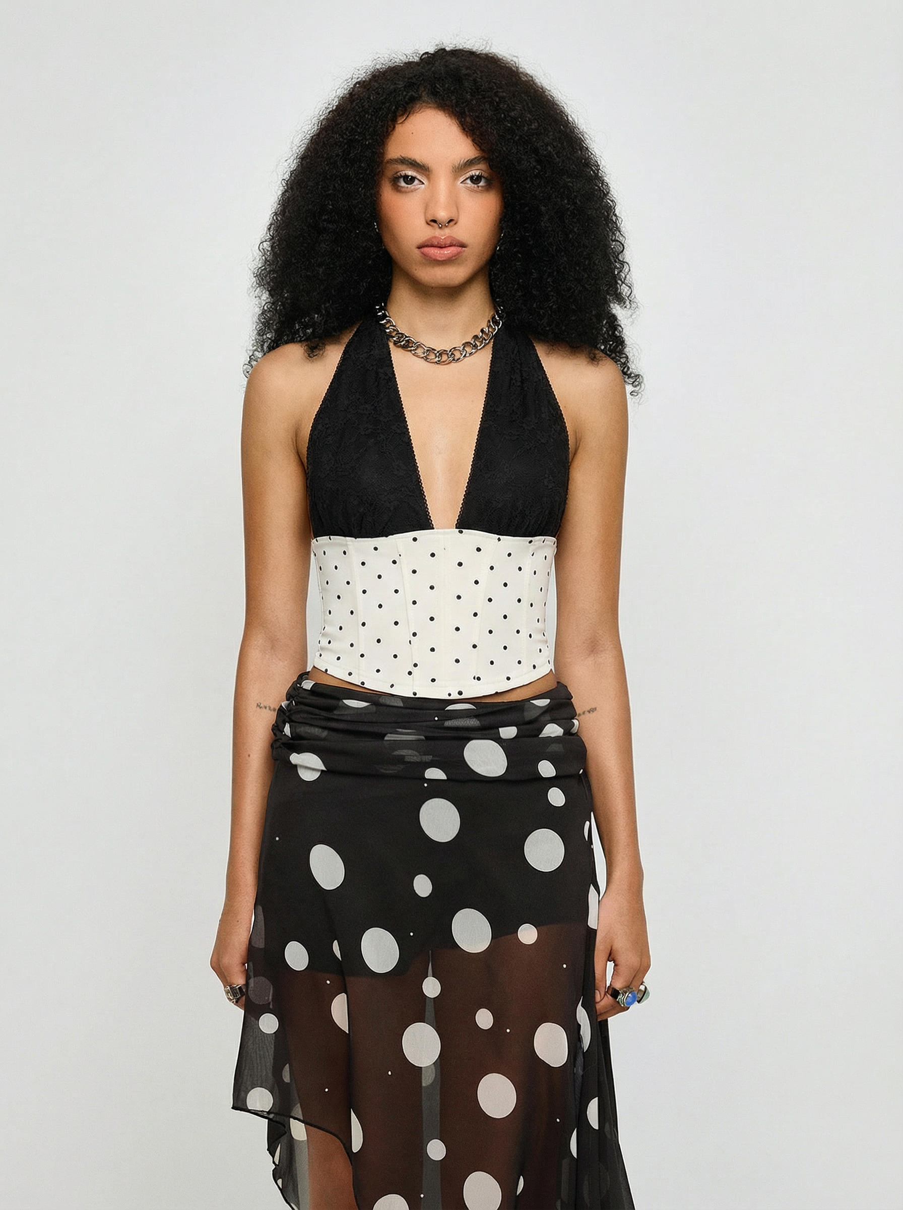 Close Enough Halter Top – Cream Black