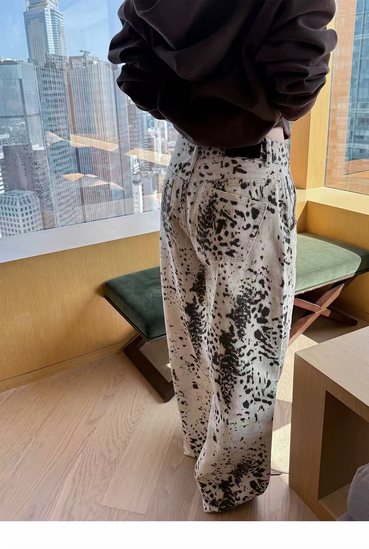 Brick Lane Wide-leg Abstract Pattern Drawstring Maxi Pants - Black/White