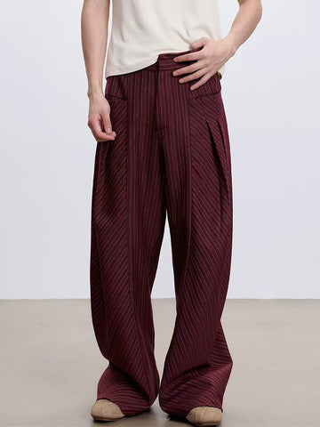 Brick Lane Wide-leg Polka Dot Print Drawstring Maxi Pants - Red