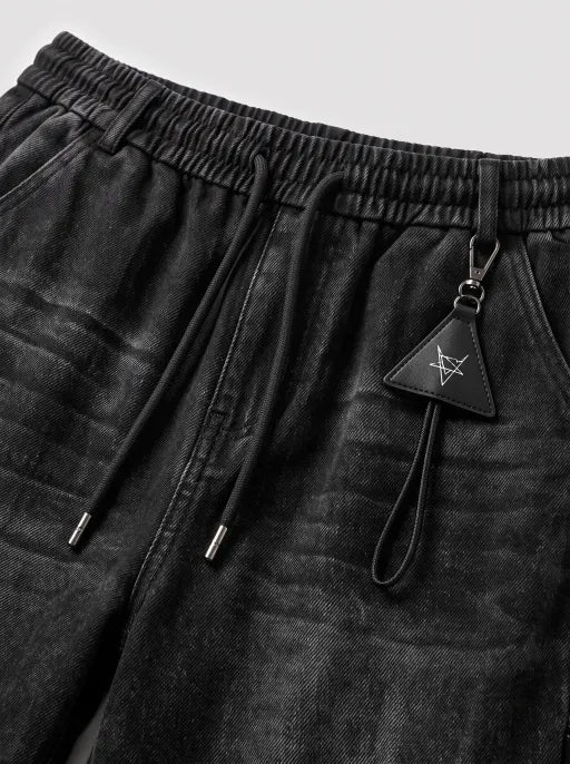 Co-ed Dorm Baggy Drawstring Cargo Track Pants - Black