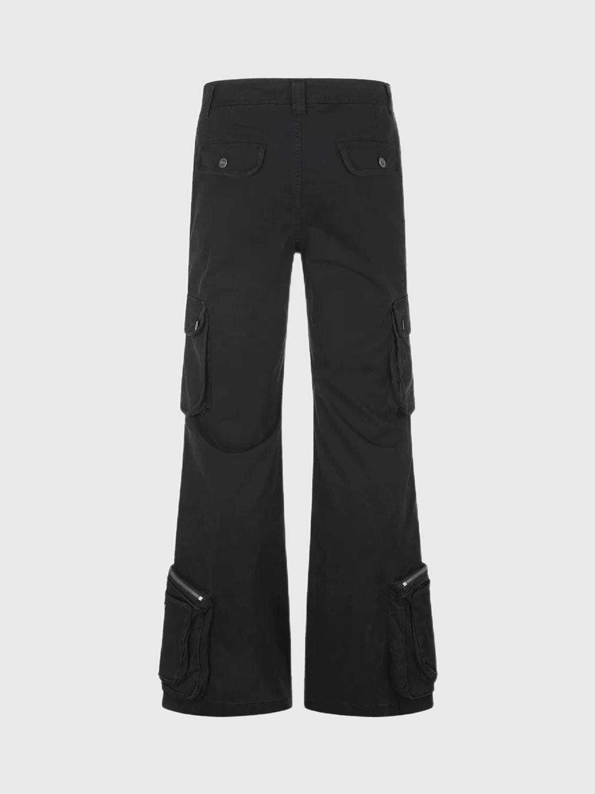 Co-ed Dorm Wide-leg Lace-Up Cargo Pants - Black