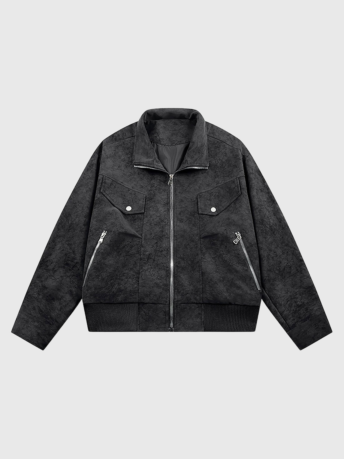 Co-ed Dorm Baggy Leather Distressed Jacket - Black