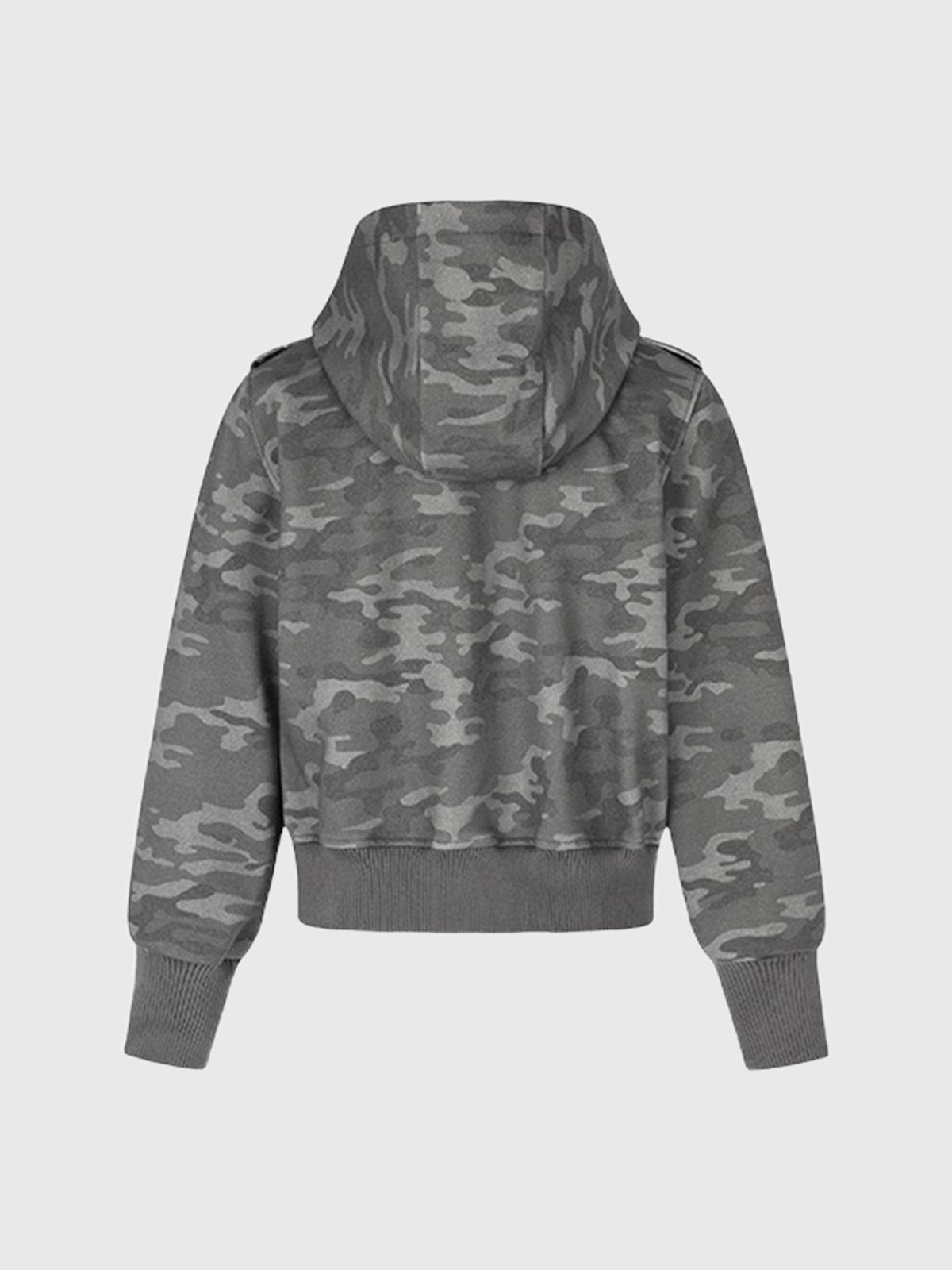 Co-ed Dorm Baggy Camouflage Washed Zip-up Hoodie - Grey