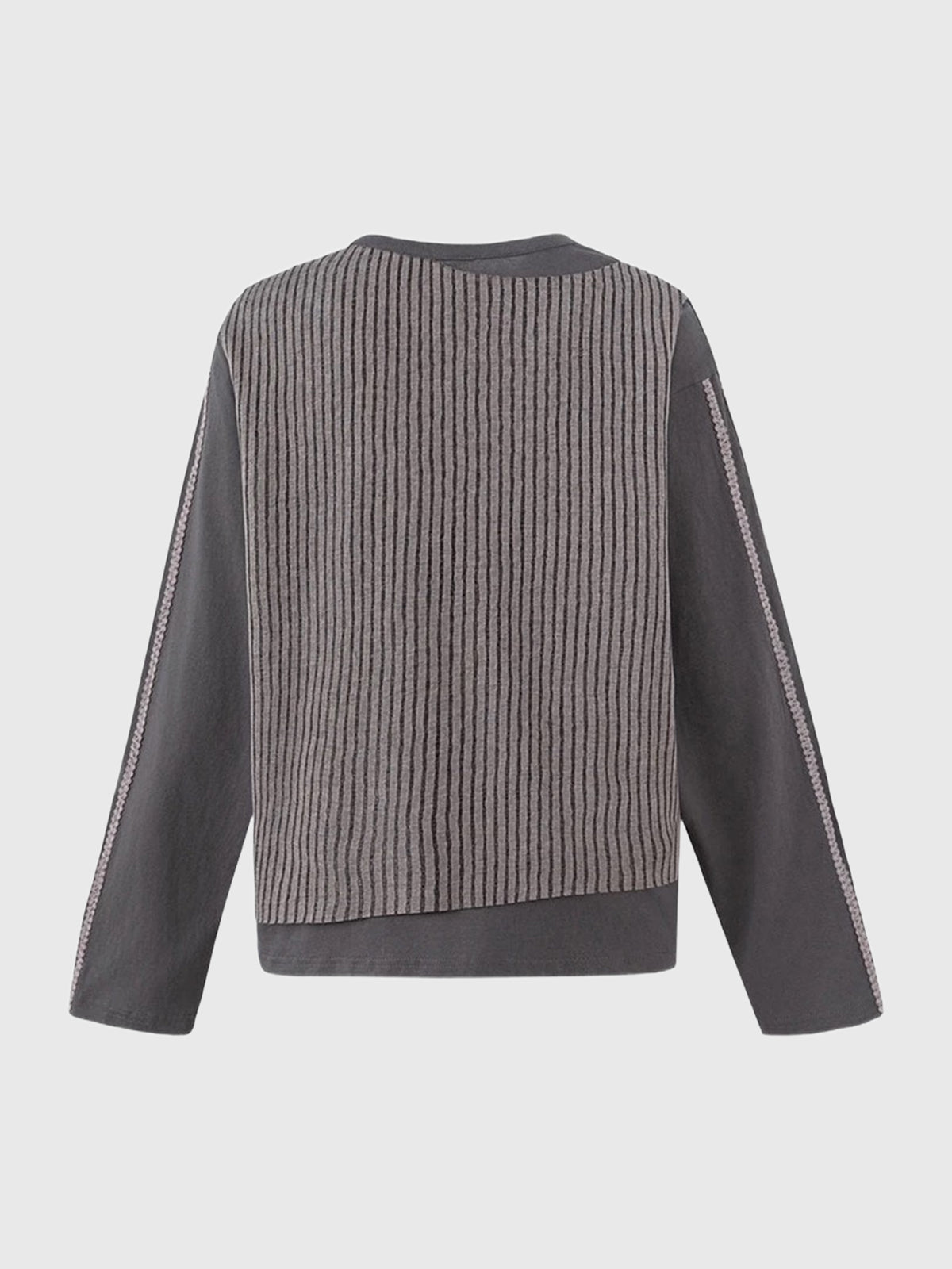 Brick Lane Layered-Look Rose Graphic Sweatshirt - Grey
