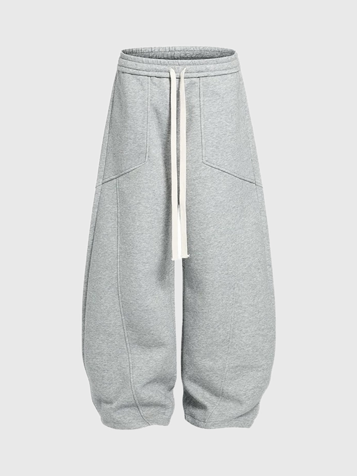 Co-ed Dorm Curved Cut Baggy Sweatpants - Grey