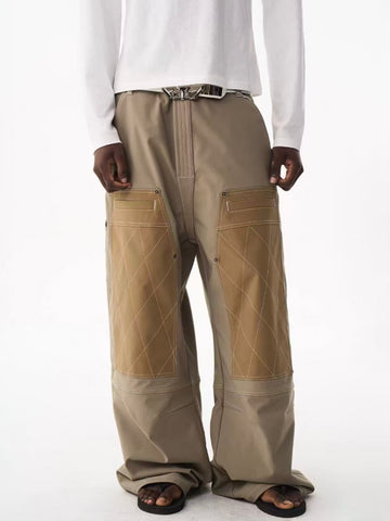 Weekday Outdoor Wide-leg Washed Contrast Panel Utility Maxi Pants - Brown