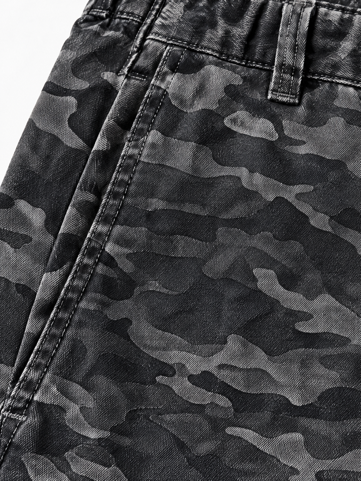 Brick Lane Washed Camo Print Drawstring Sweatpants Maxi Pants - Charcoal