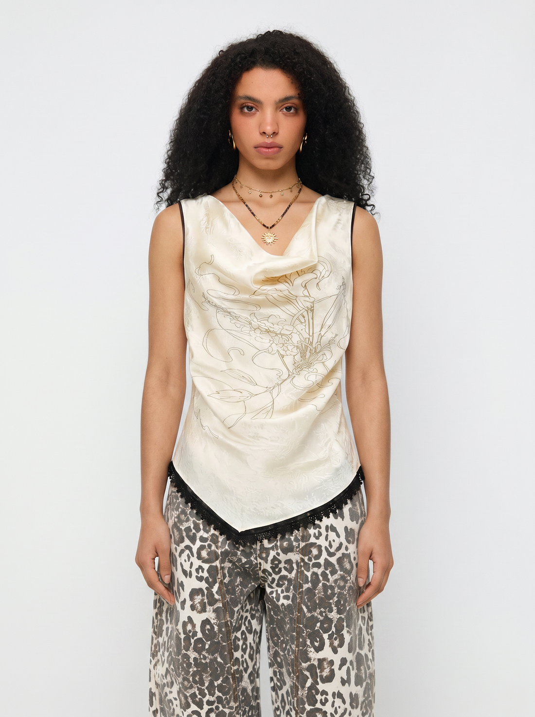 Dolled Office Lace Detailed Slim Fit Tank Top - Cream