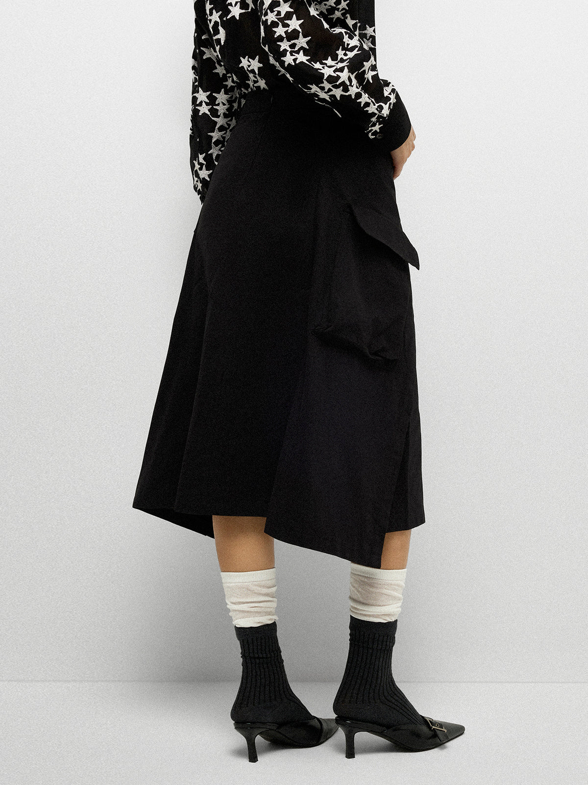Pocket Drape Skirt - Coal Shade