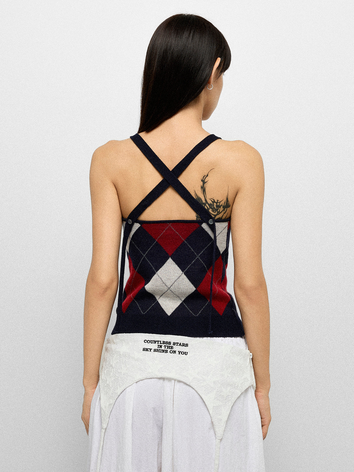 Cross Court Knit Top - Navy Red