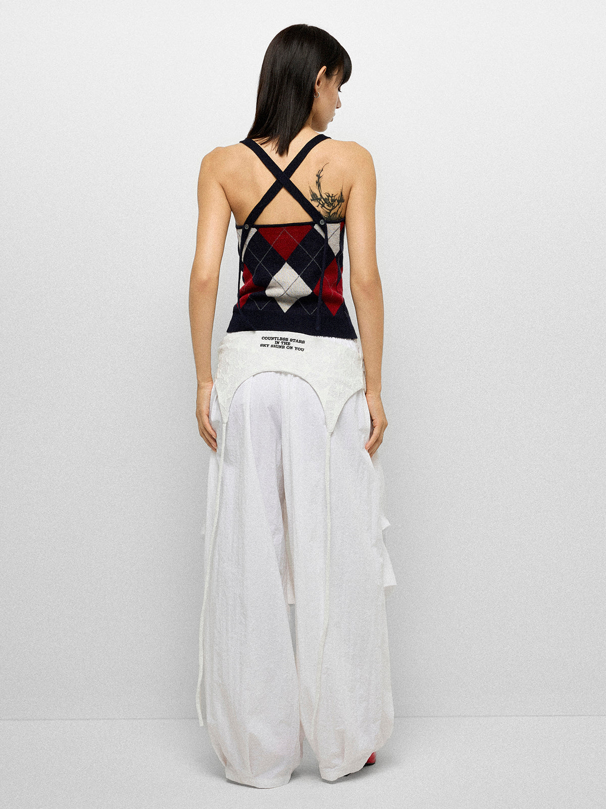 Cross Court Knit Top - Navy Red