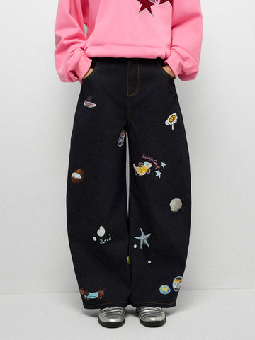 Icon Flood Barrel Jeans - Midnight Navy