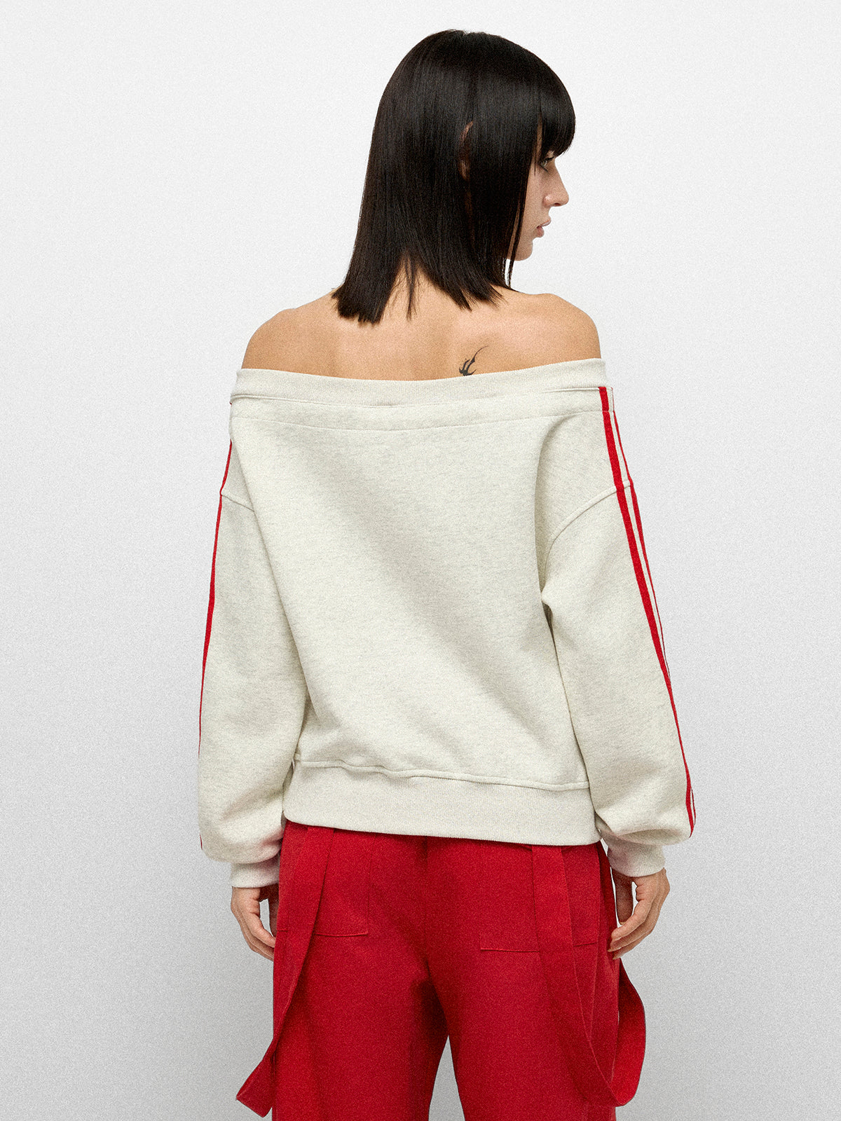 Court Side Offshoulder Jacket - Ivory Track
