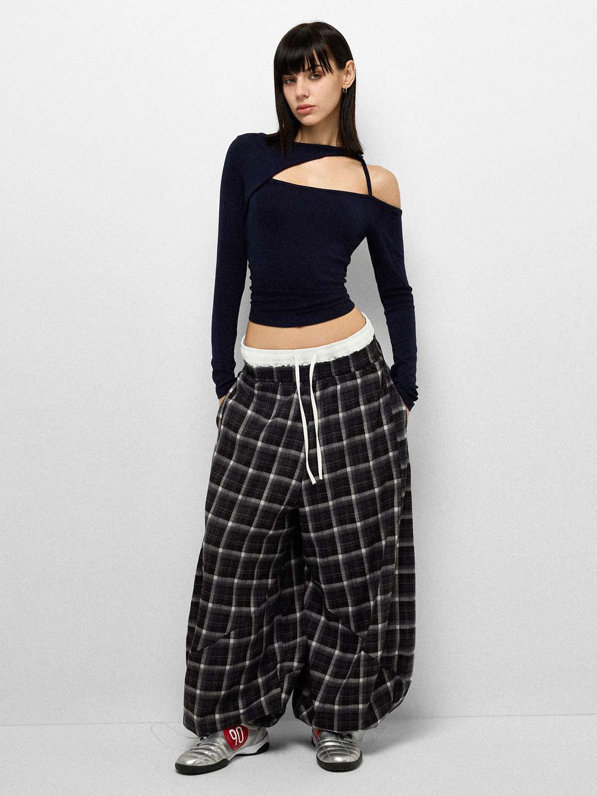 Chalkboard Grid Pants - Black White
