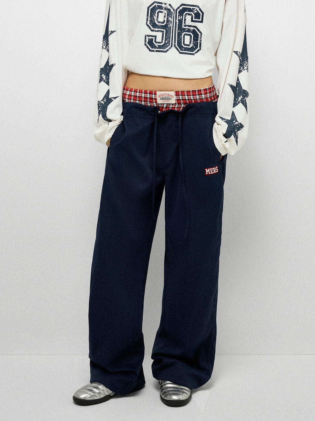Checkmate Comet Layerd Pants - Plaid Navy