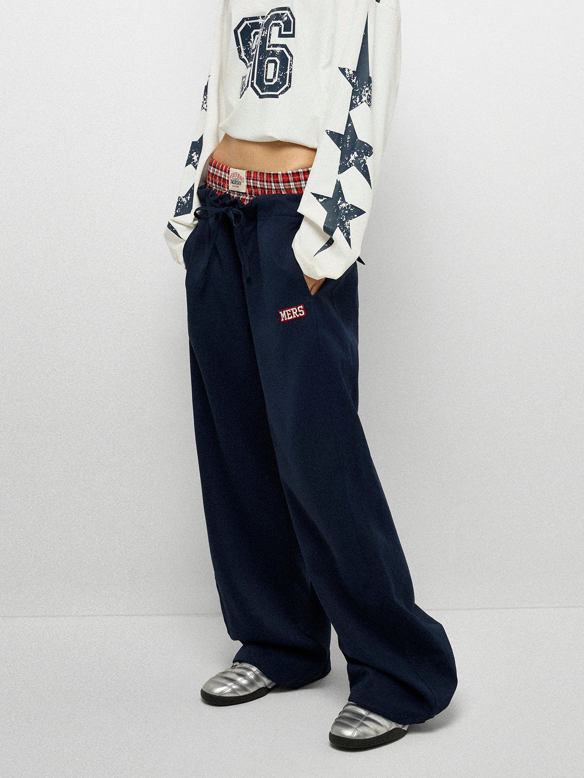 Checkmate Comet Layerd Pants - Plaid Navy