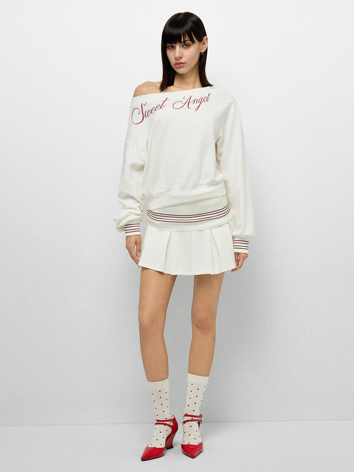 Angel Serve Set Skirt - Whie Red