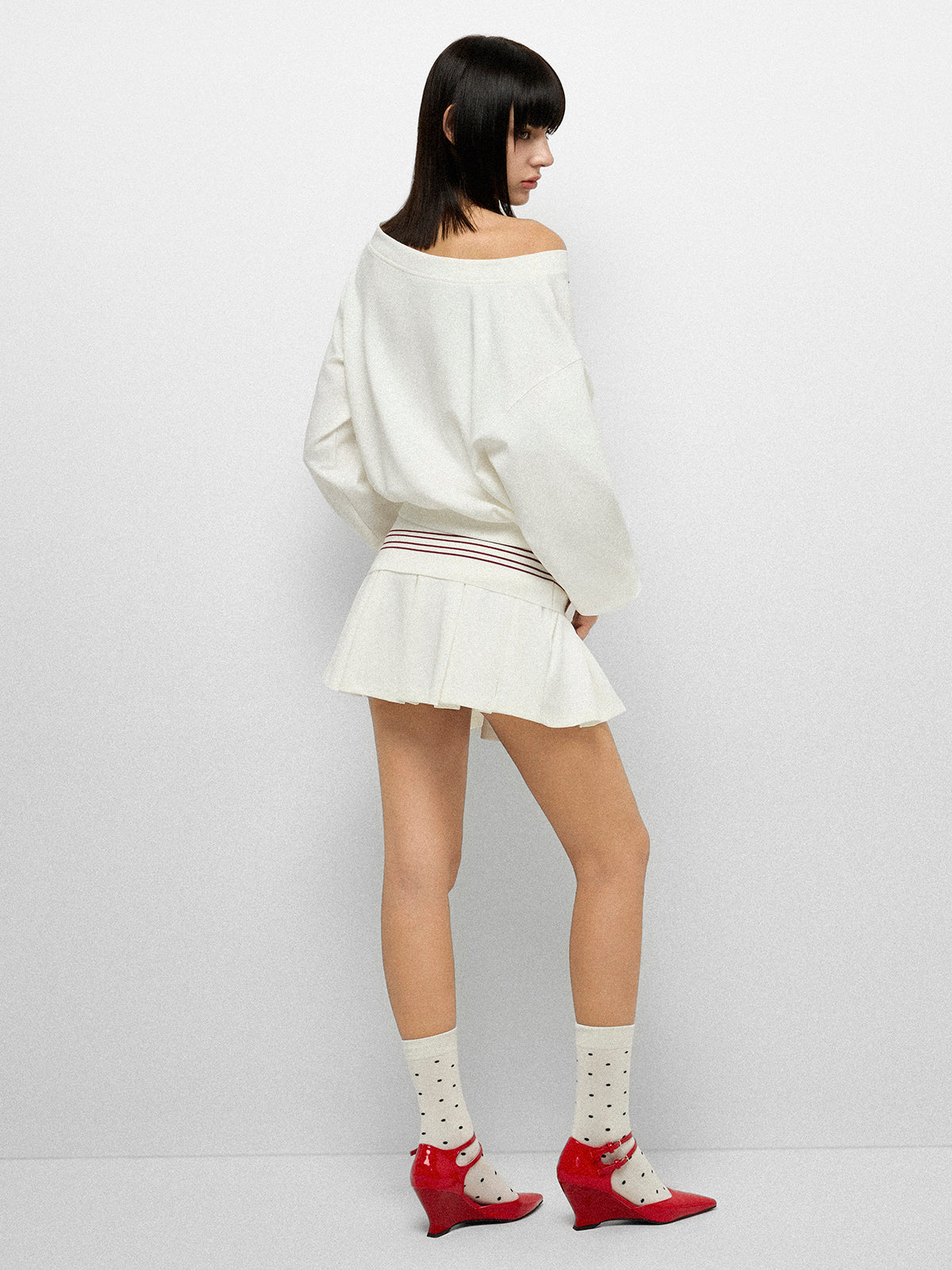 Angel Serve Set Skirt - Whie Red
