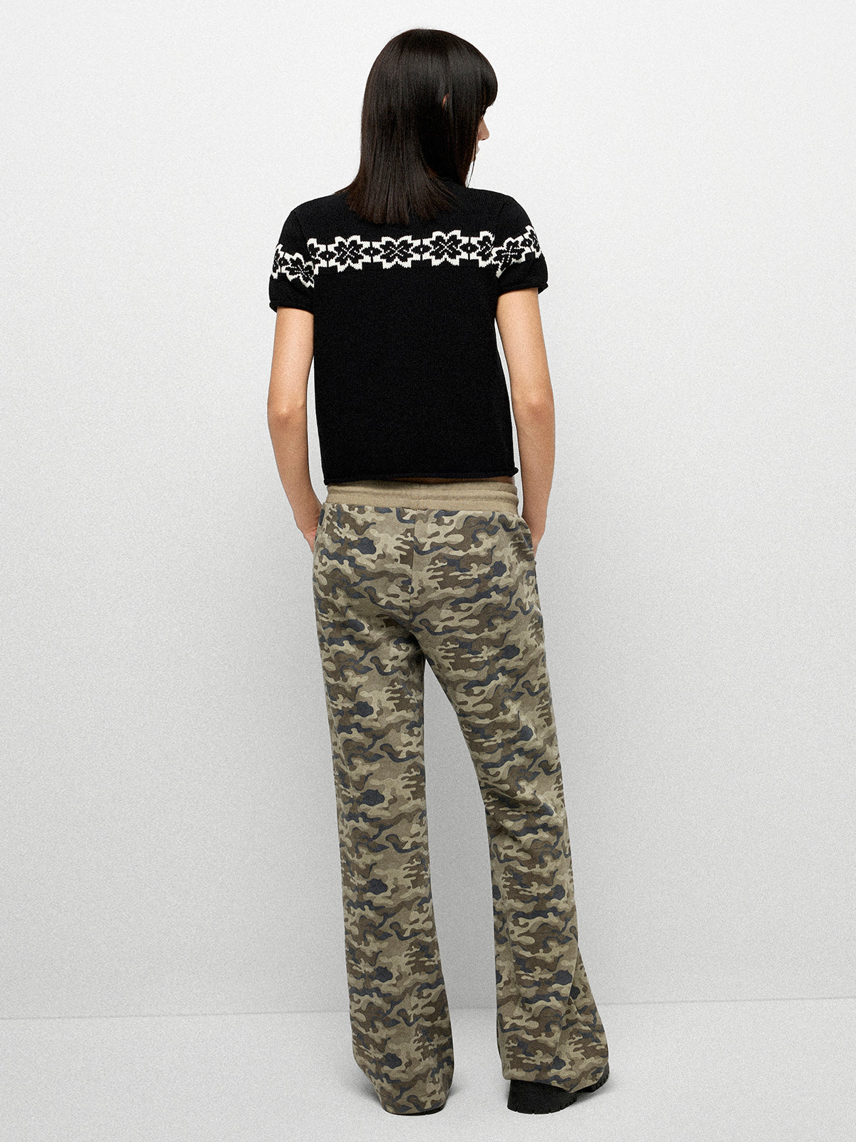 Bloom Band Knit Tee – Black White