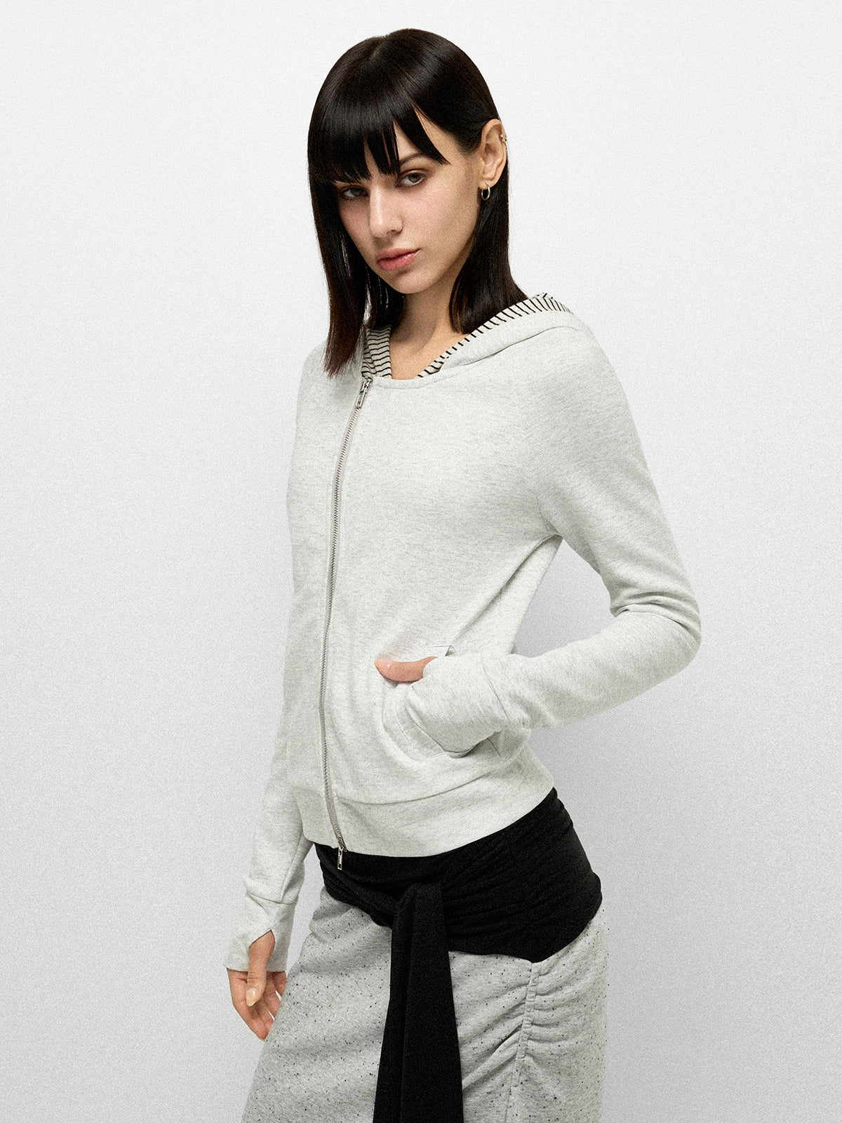 Hidden Liner Hoodie - White Ash