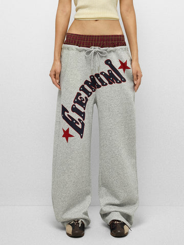 Sideline Stardust Layerd Pants - Plaid Grey