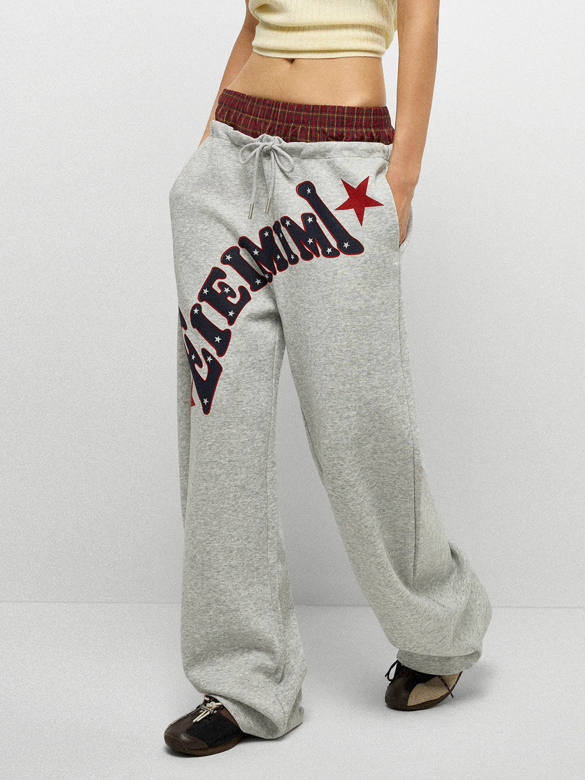 Sideline Stardust Layerd Pants - Plaid Grey