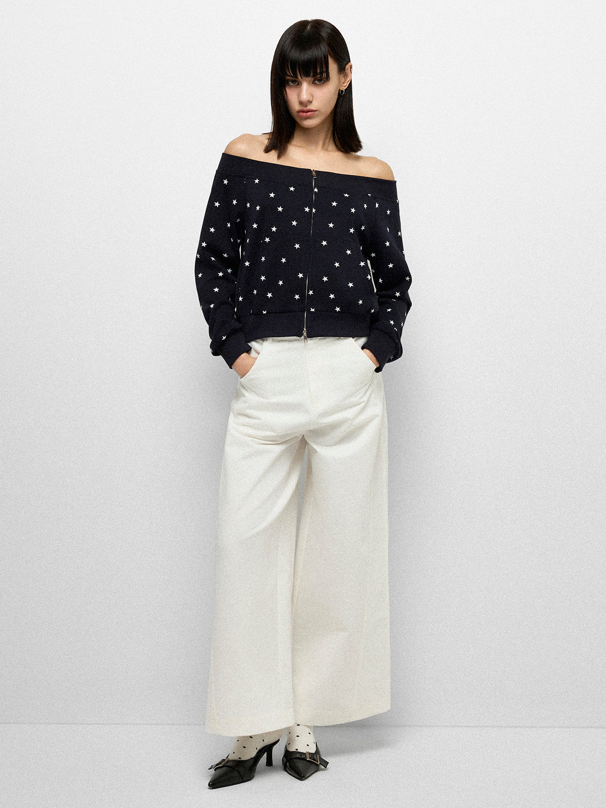 Twilight Offshoulder Jacket - Nightfall Blue
