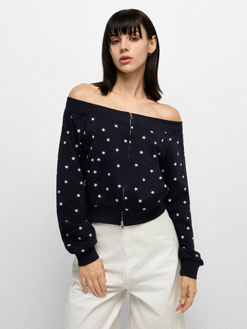Twilight Offshoulder Jacket - Nightfall Blue