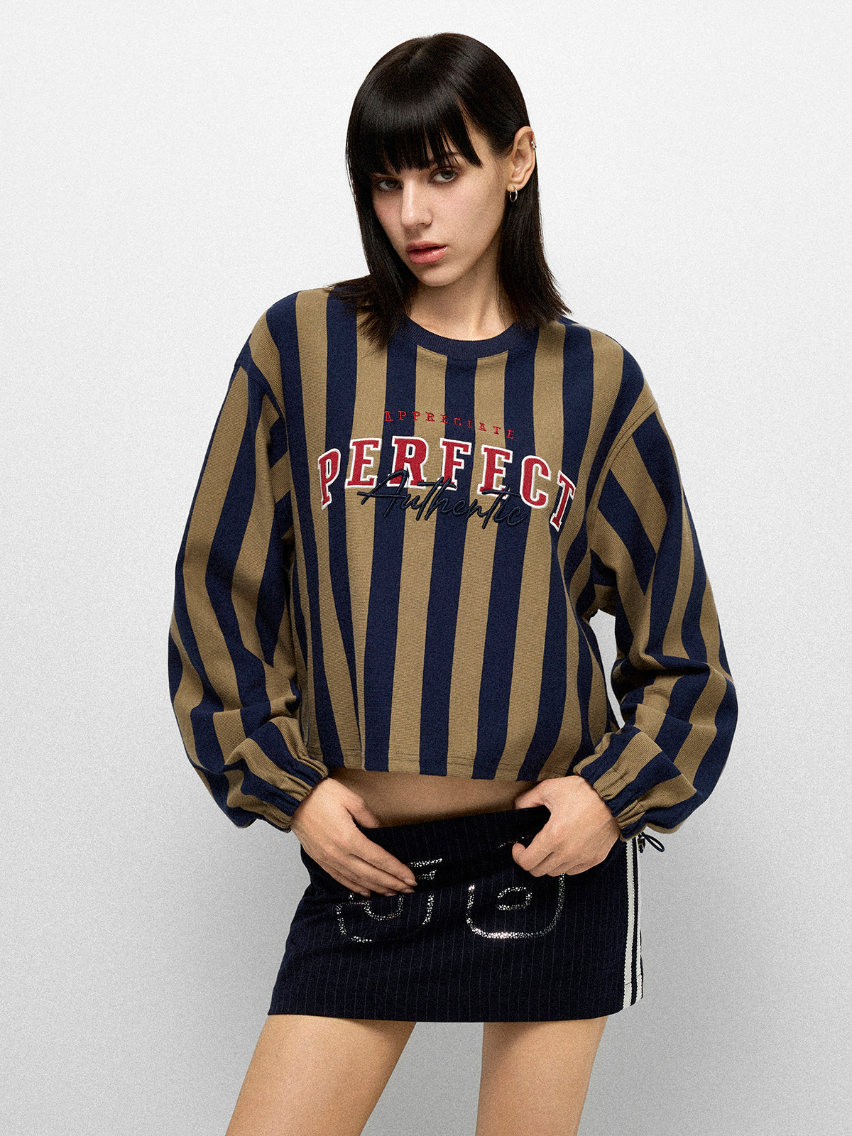 Perfect Stripes Sweatshirt – Olive Navy
