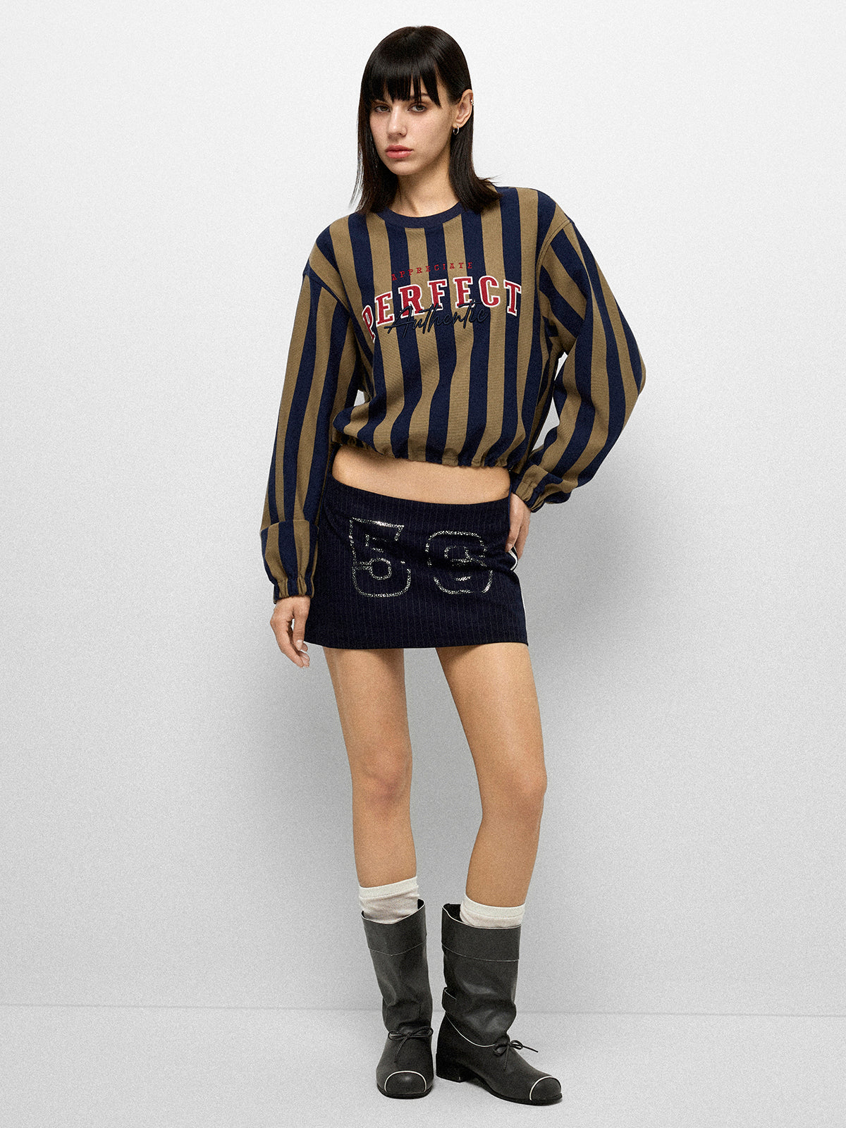 Perfect Stripes Sweatshirt – Olive Navy