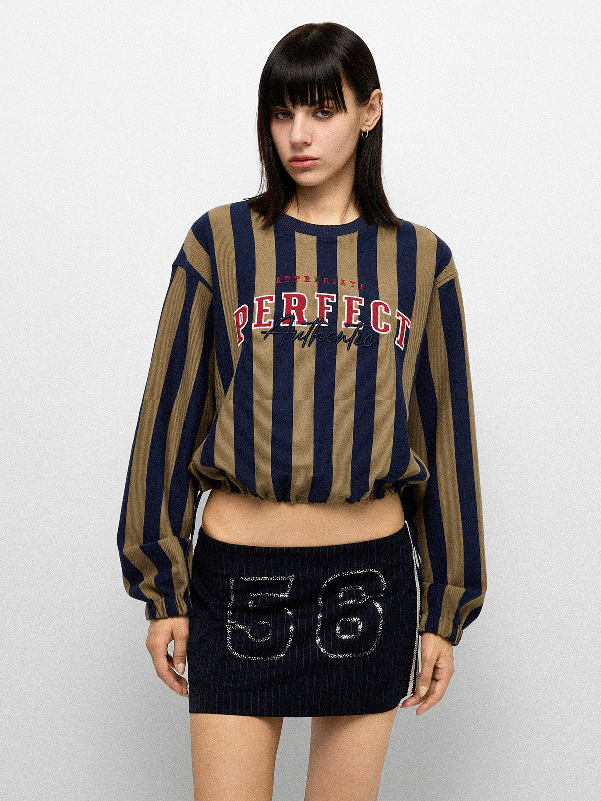 Perfect Stripes Sweatshirt – Olive Navy