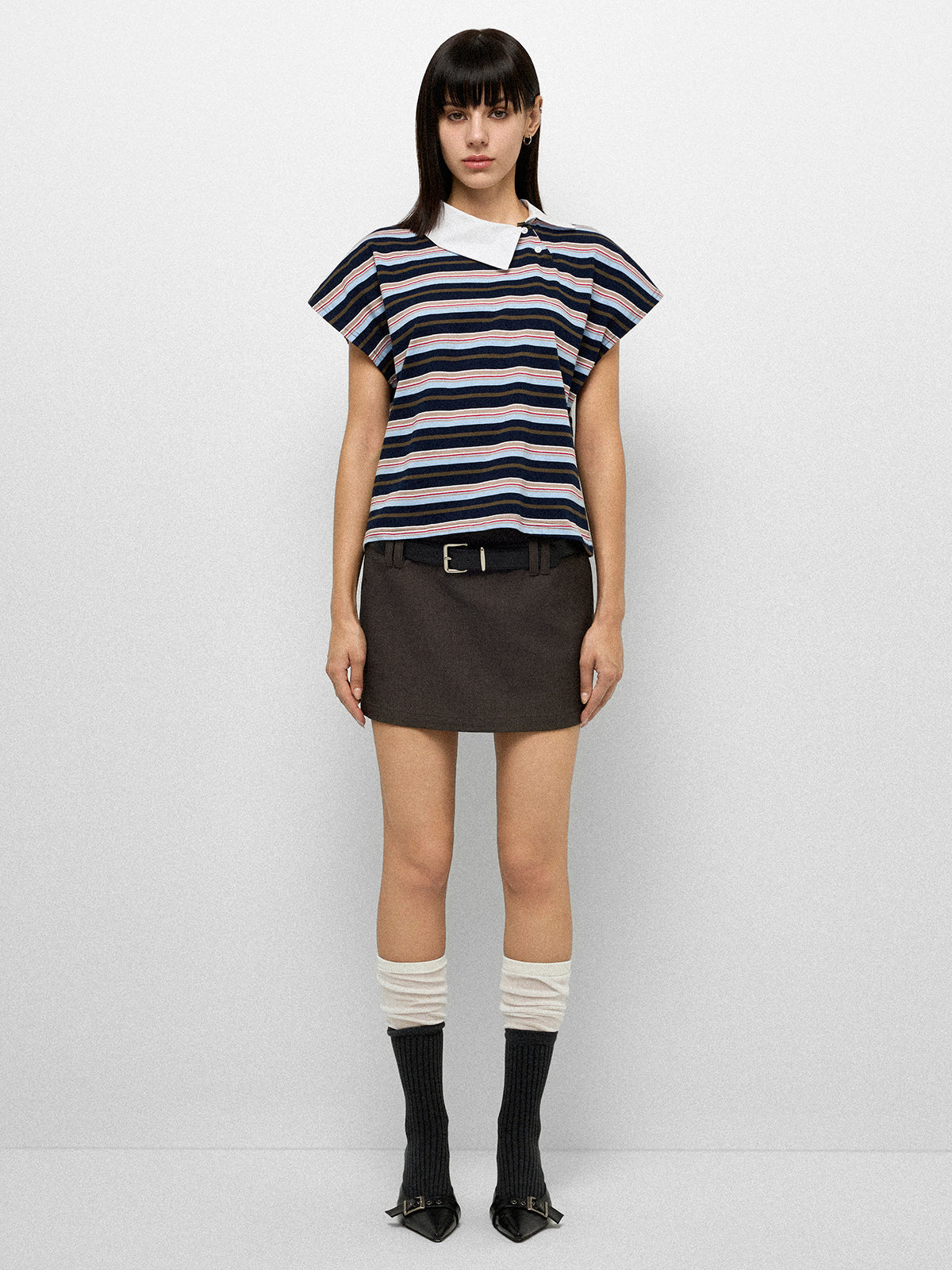 Borrowed Collar Tee - Ink Stripe
